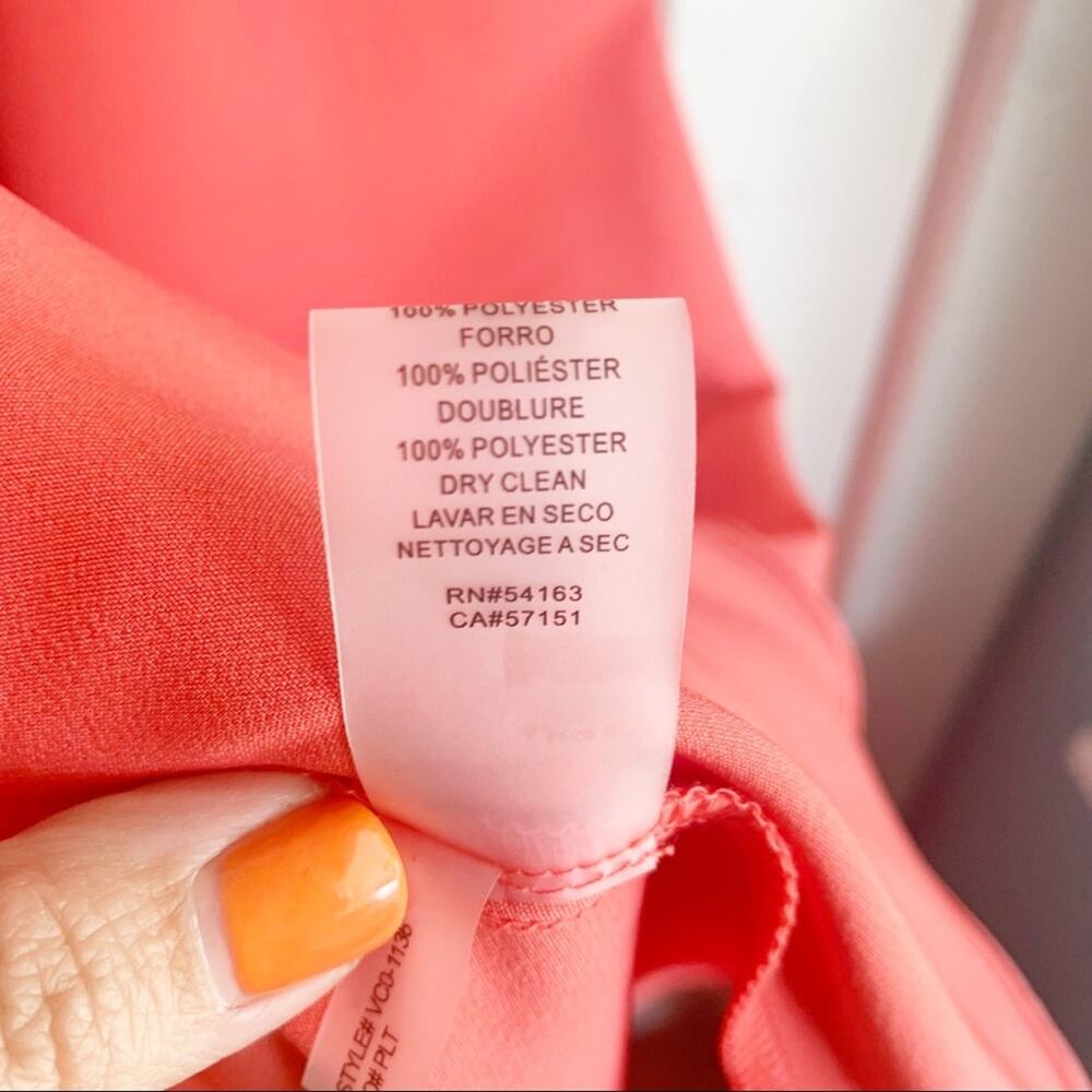 Vince Camuto Laguna Crepe Halter Mock Neck High Low Sleeveless Dress Coral NWT 8 - Picture 9 of 13